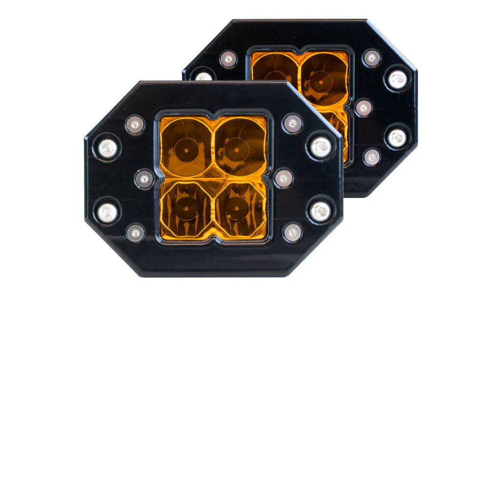 QUATTRO FLUSH MOUNT AMBER LED POD LIGHT - PAIR PACK