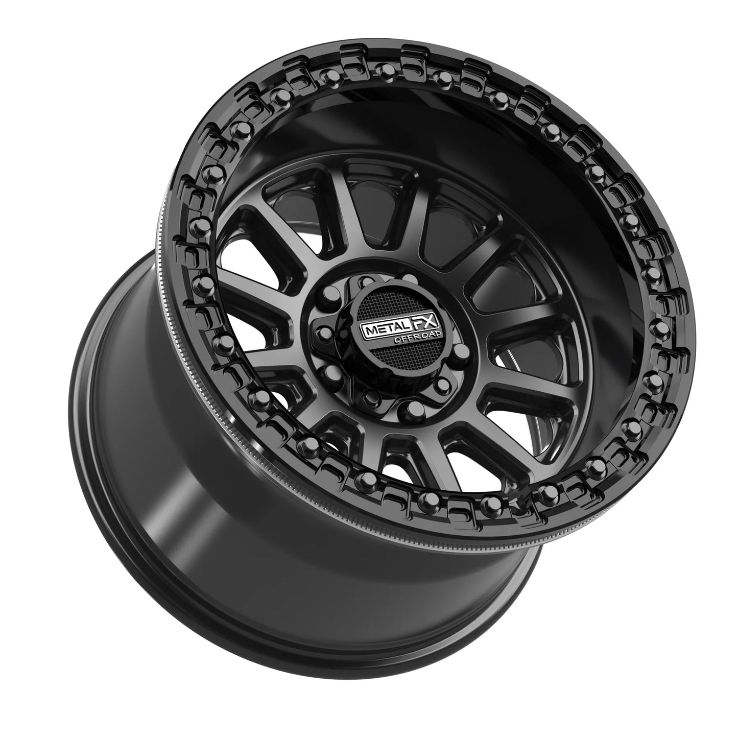 Metal FX Offroad Rampage R Beadlock Wheel – Satin Black w/ Gloss Black Ring