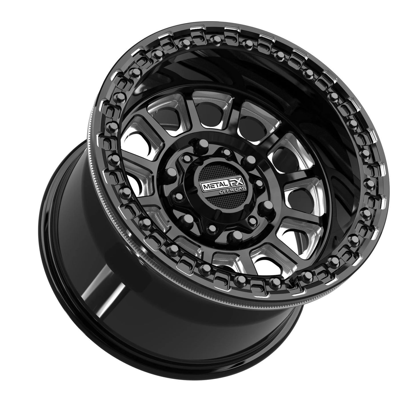 Metal FX Offroad Rampage 6R Beadlock Wheel – Gloss Black Contrast Cut