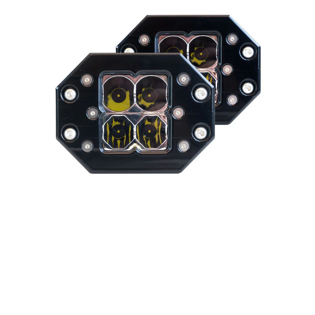 QUATTRO FLUSH MOUNT CLEAR LED POD LIGHT - PAIR PACK