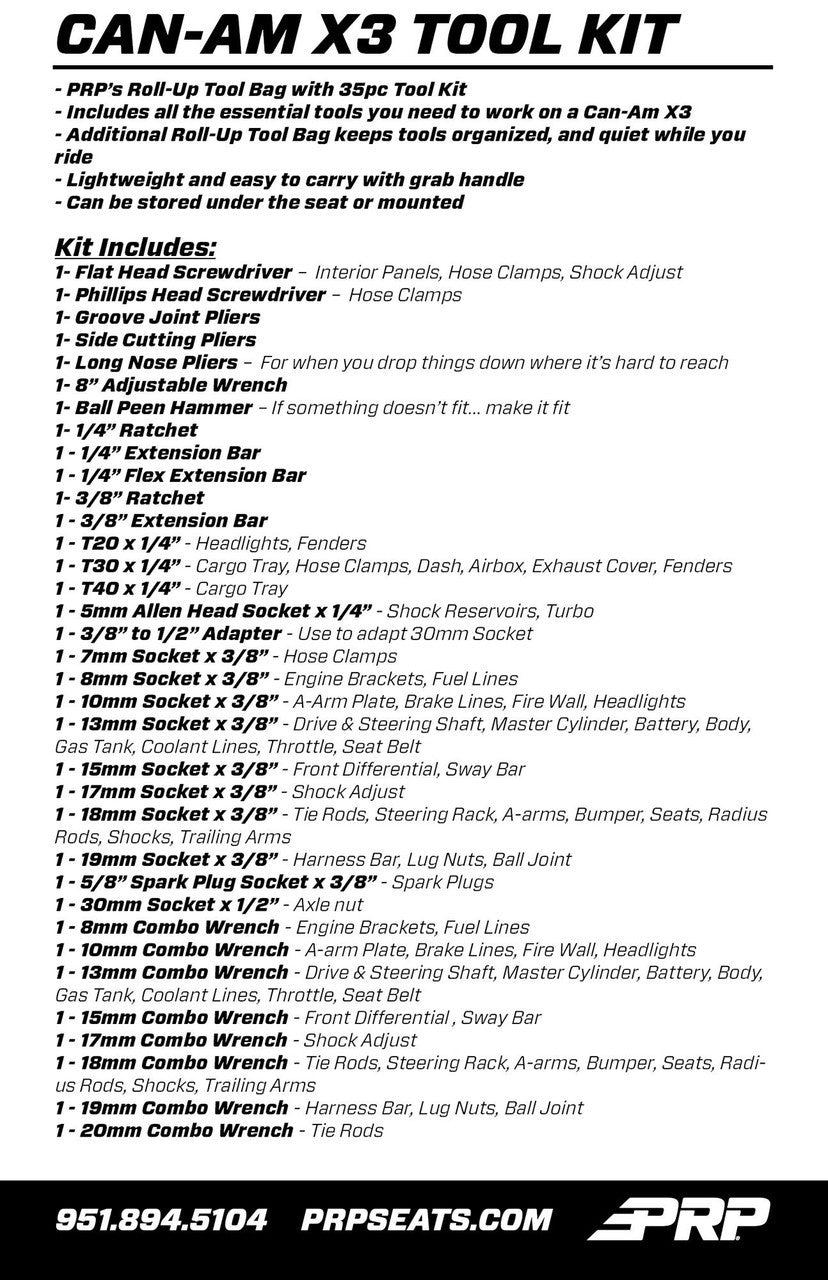 CAN-AM ROLL UP TOOL BAG WITH 35PC TOOL KIT