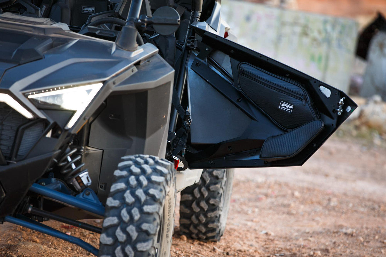 FRONT DOOR BAGS WITH KNEE PAD FOR POLARIS RZR PRO XP, PRO R, TURBO R (PAIR)