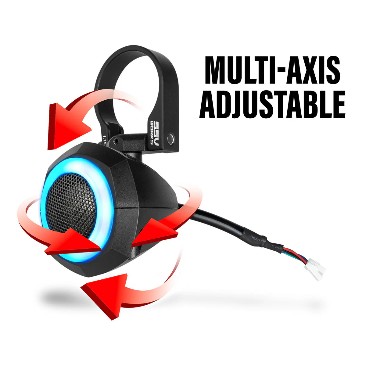 UNIVERSAL 1" CAGE-POD TWEETERS w/RGB RING for UTV AUDIO SYSTEMS