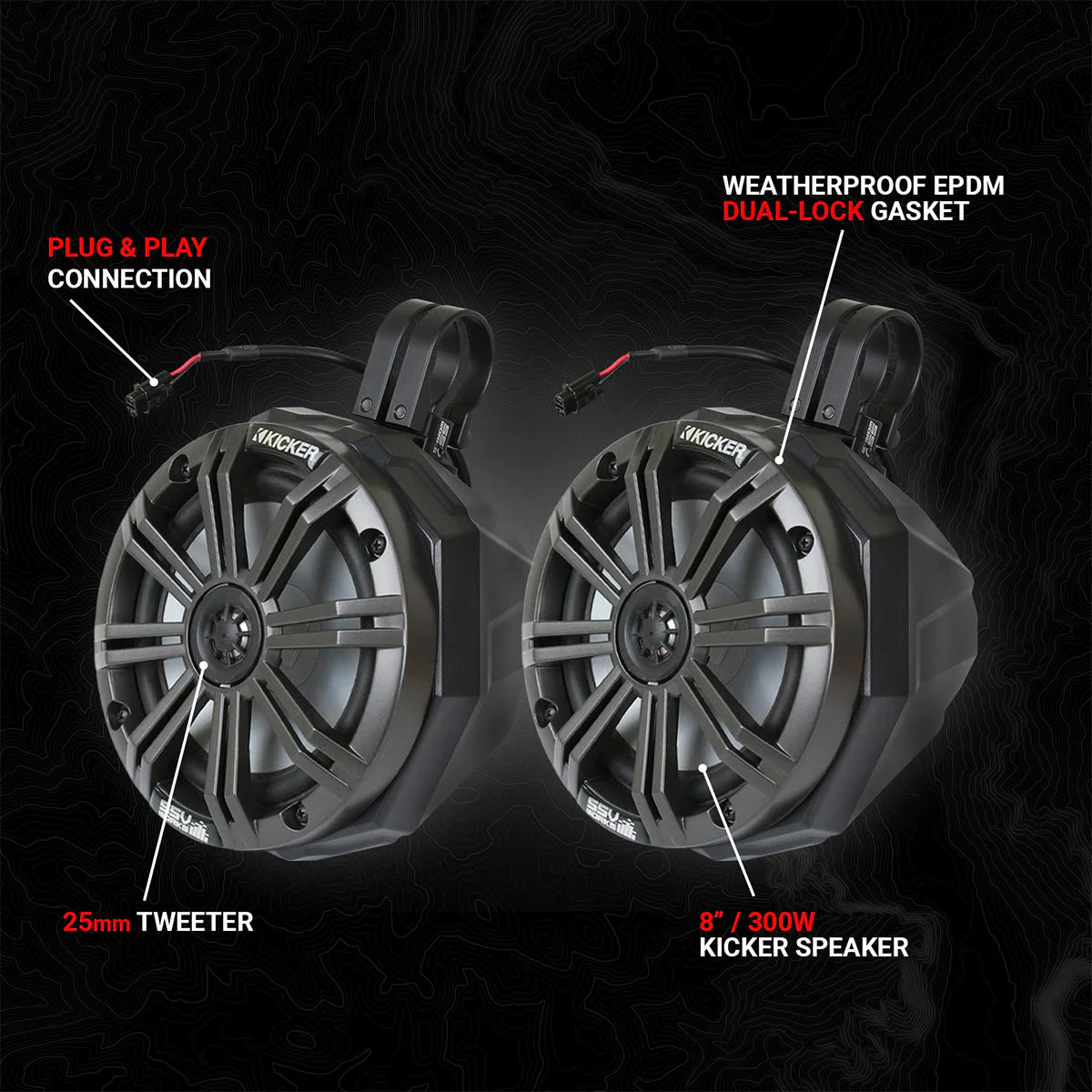 UNIVERSAL 8in CAGE-MOUNT SPEAKER-PODS FOR UTVs, BOATS AND MORE