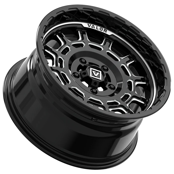 V17 UTV WHEEL GLOSS BLACK MILLED 15X8 +10MM 5X114.3