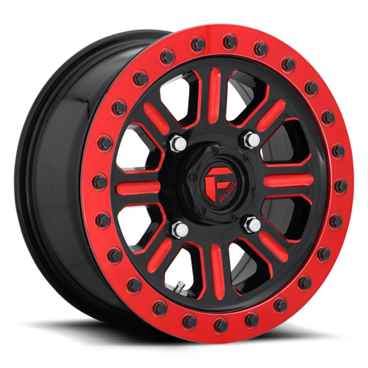 HARDLINE BEADLOCK GLOSS BLACK RED TINTED CLEAR 15X10 +25MM 4X137