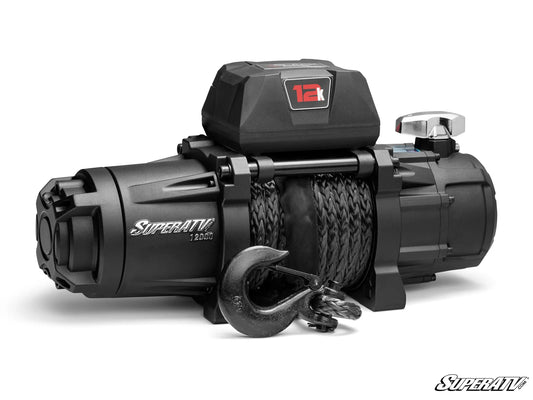 SuperATV Black Ops 12,000 lb. UTV/ATV Winch | Wireless Remote & Synthetic Rope