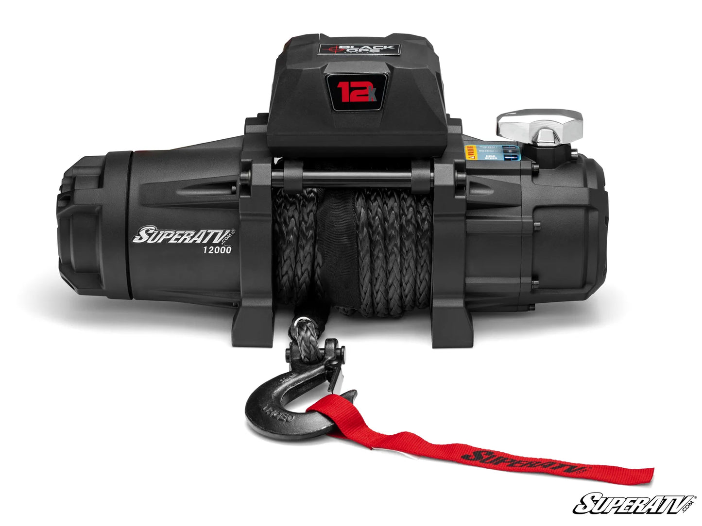 SuperATV Black Ops 12,000 lb. UTV/ATV Winch | Wireless Remote & Synthetic Rope