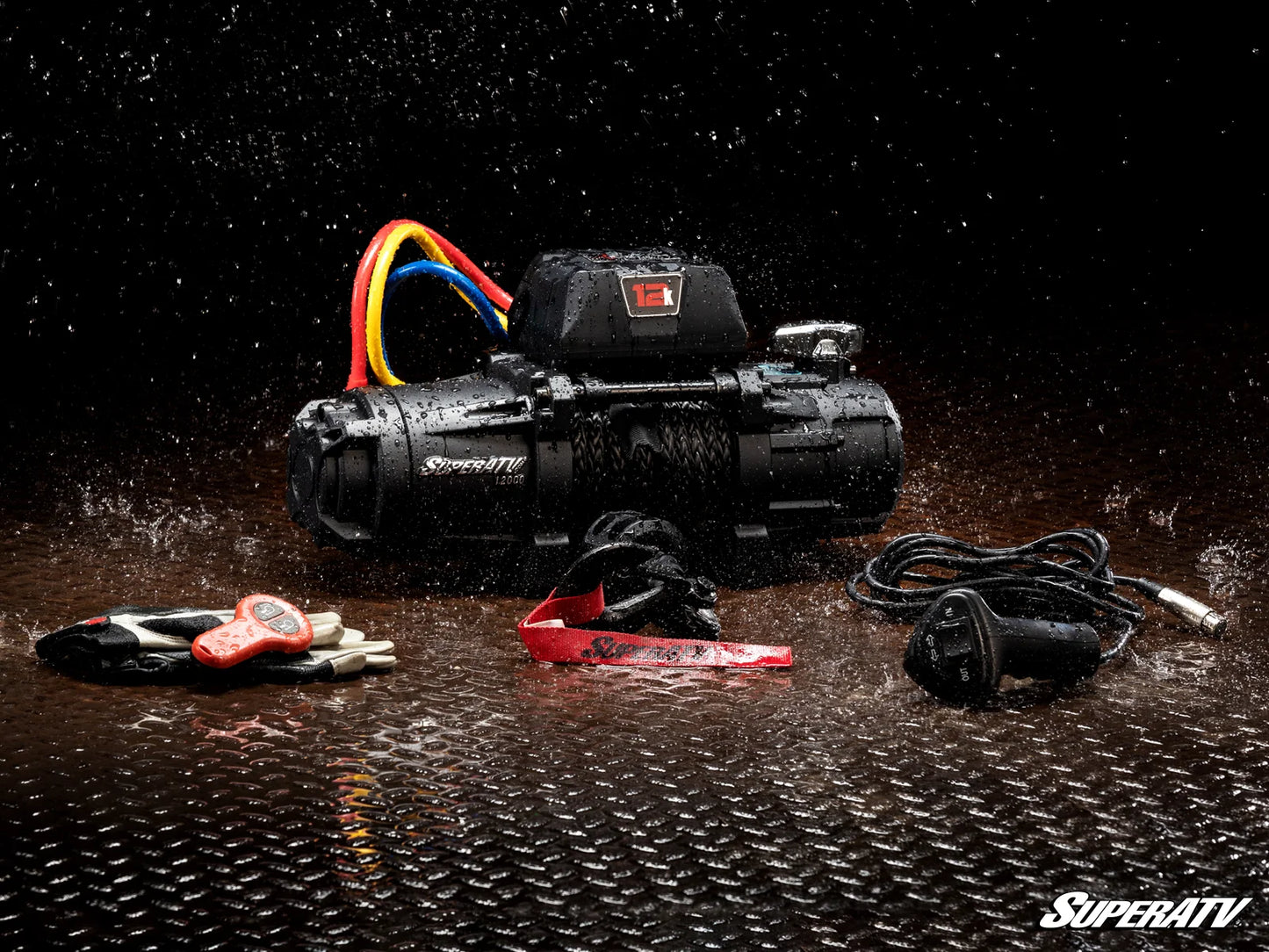 SuperATV Black Ops 12,000 lb. UTV/ATV Winch | Wireless Remote & Synthetic Rope