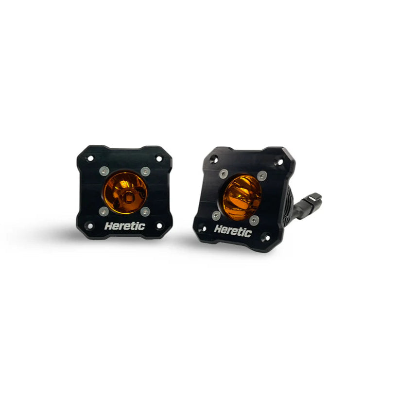 BA-1R AMBER FLUSH MOUNT LED POD LIGHT PAIR PACK