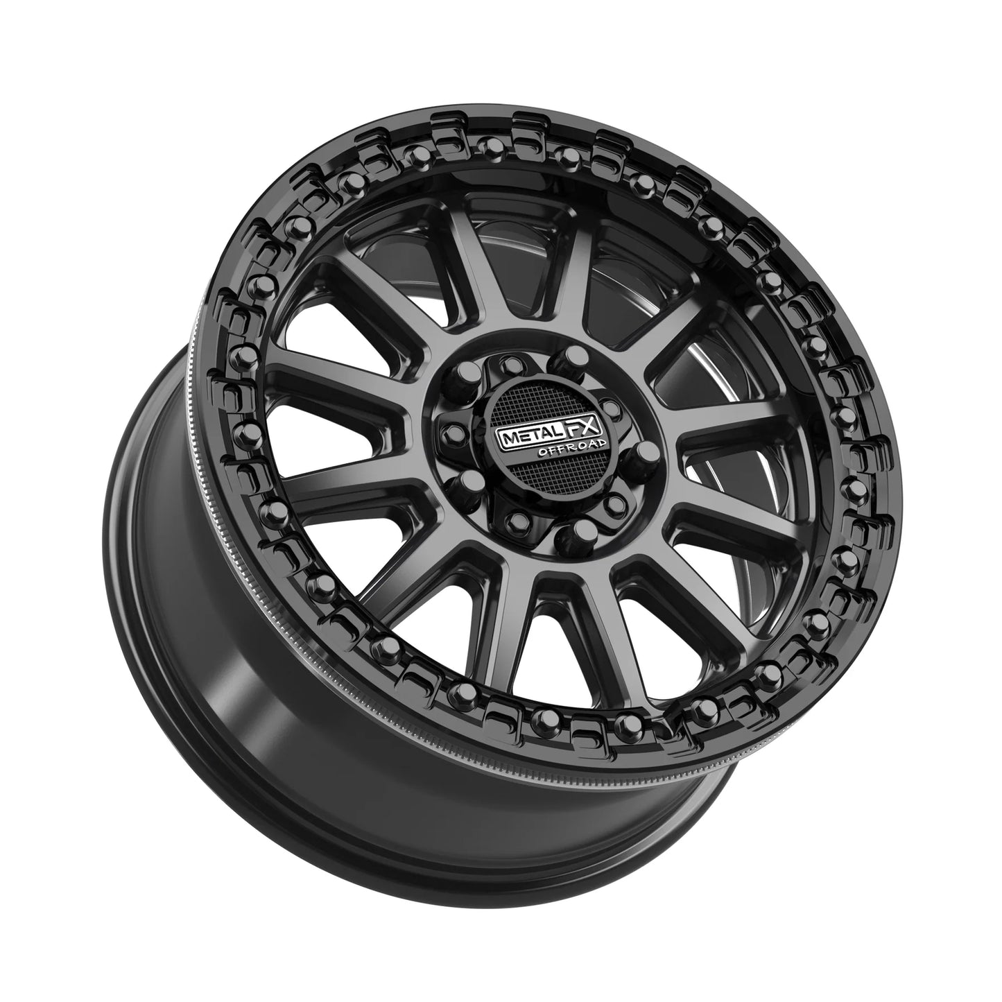Metal FX Offroad Rampage R Beadlock Wheel – Satin Black w/ Gloss Black Ring