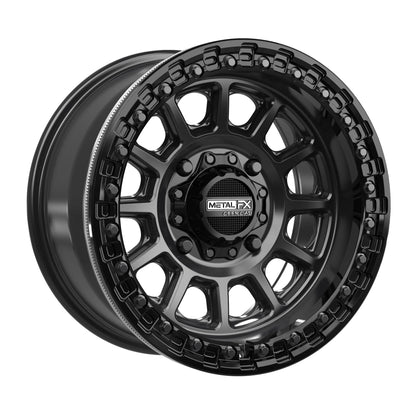 Metal FX Offroad Rampage Beadlock Wheel – Satin Black w/ Gloss Black Ring