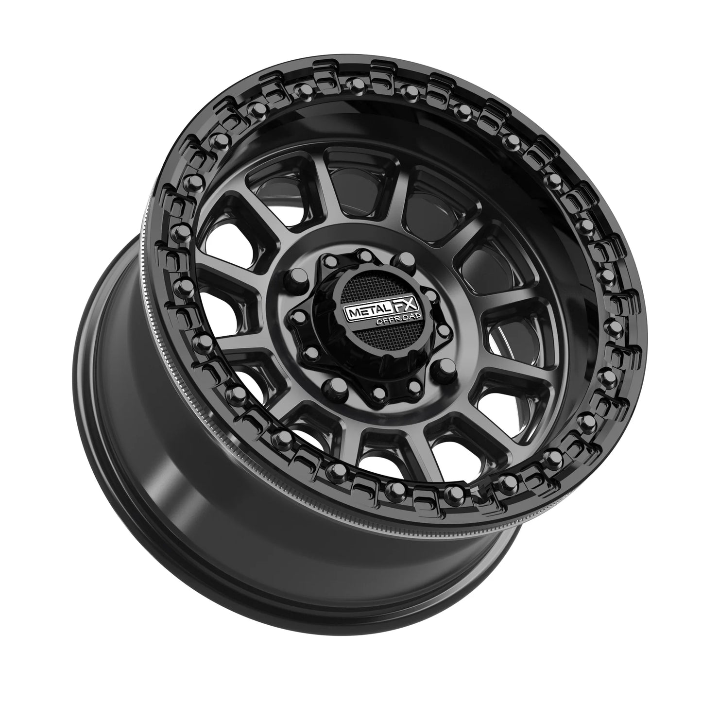 Metal FX Offroad Rampage Beadlock Wheel – Satin Black w/ Gloss Black Ring