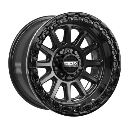 Metal FX Offroad Rampage R Beadlock Wheel – Satin Black w/ Gloss Black Ring