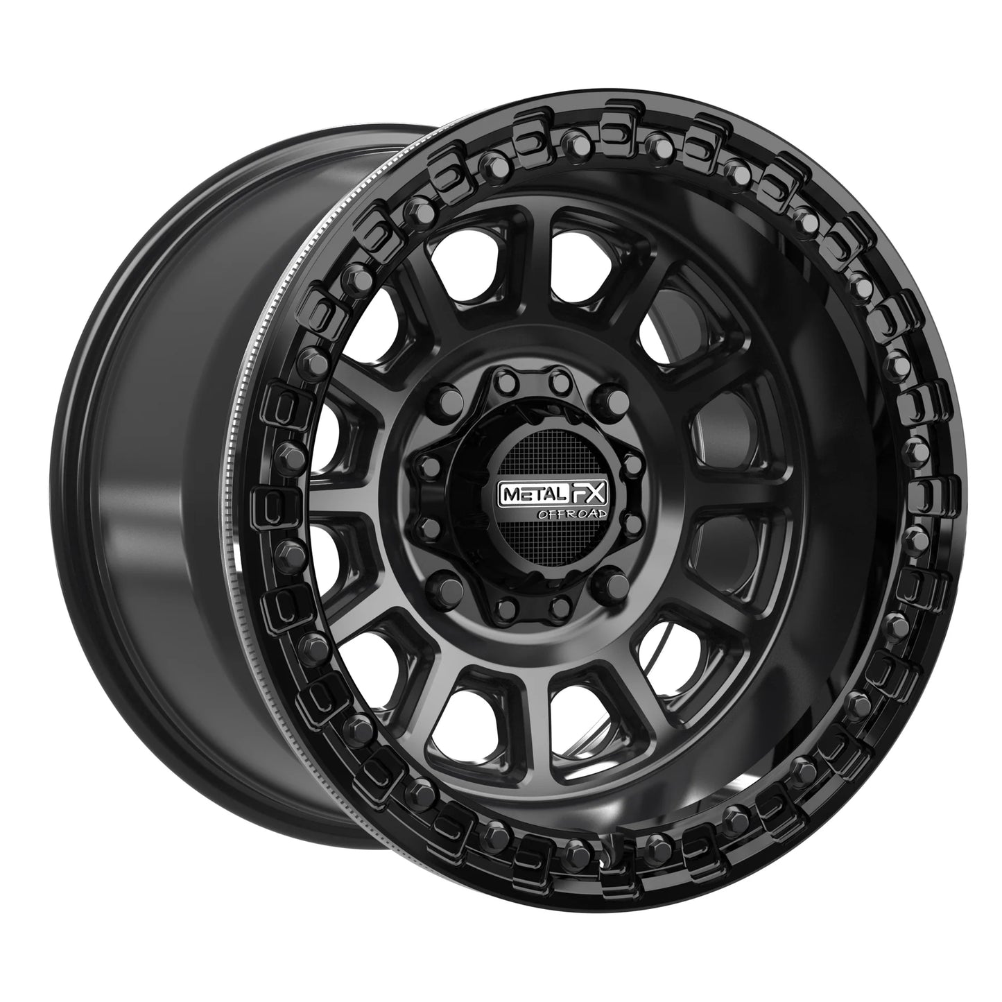 Metal FX Offroad Rampage Beadlock Wheel – Satin Black w/ Gloss Black Ring