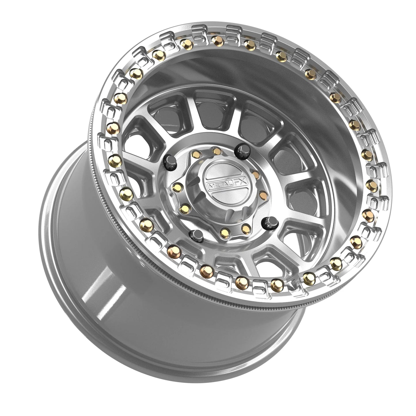 Metal FX Offroad Rampage Beadlock Wheel – Gloss Silver Machined