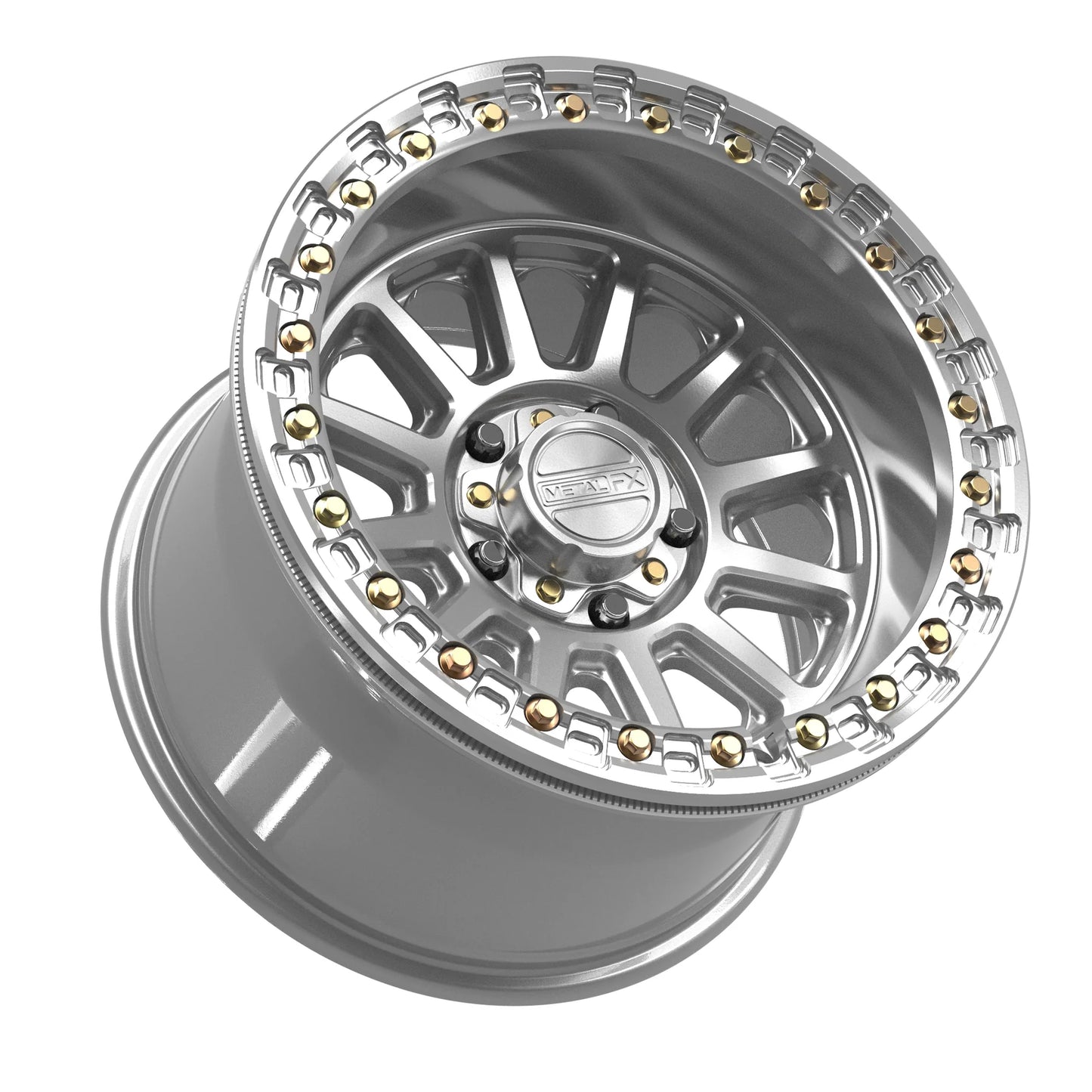 Metal FX Offroad Rampage R Beadlock Wheel – Gloss Silver Machined