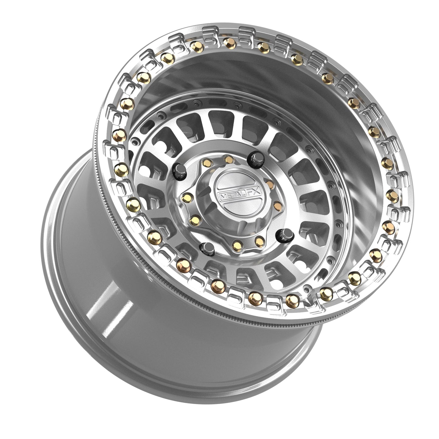 Metal FX Offroad Sicario Beadlock | Gloss Silver Machined | 15x8 & 15x10