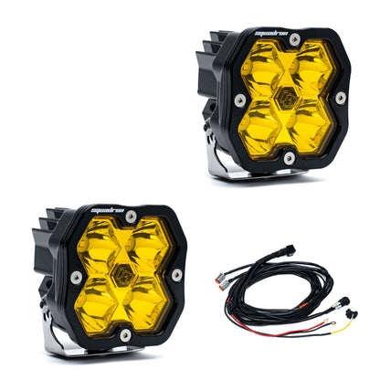 Baja Designs Squadron 2.0 Sport pair — Spot, Baja Amber, with harness