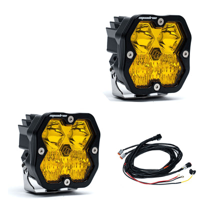 Baja Designs Squadron 2.0 Sport pair — Driving/Combo, Baja Amber, with harness