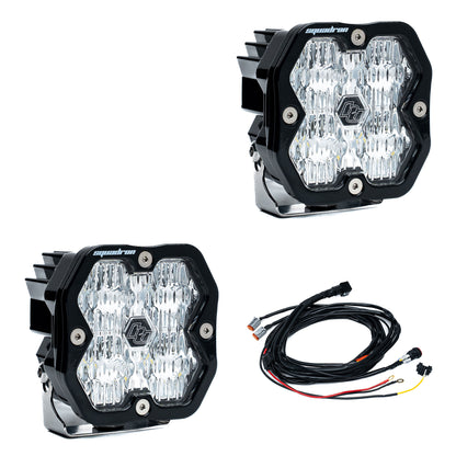 Baja Designs Squadron 2.0 Sport pair — Wide Cornering, Clear, with harness