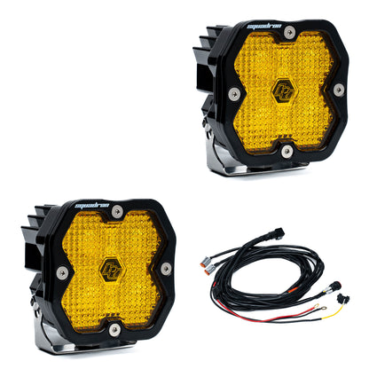 Baja Designs Squadron 2.0 Sport pair — Work/Scene, Baja Amber, with harness