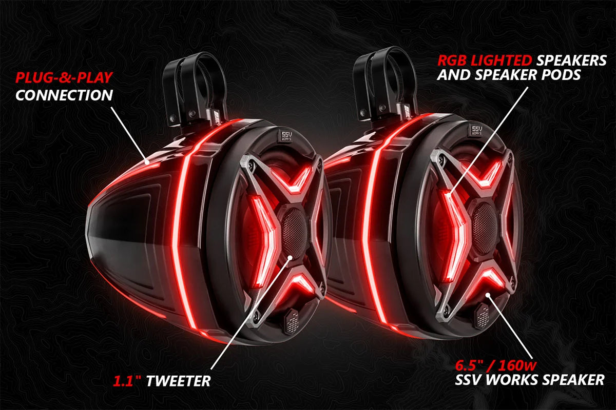 SSV Works 2018-2024 Polaris Ranger XP1000 V-Spec 5-Speaker Audio System for Ride Command
