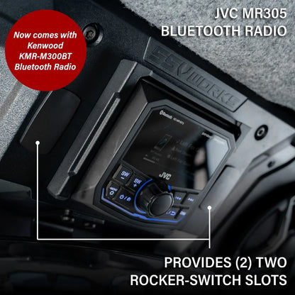 SSV Works 2018-2027 Can-Am Defender HD10 / 2026+ HD11 4-Speaker Overhead Sound Bar w/MRB4 and Kicker KM Speakers