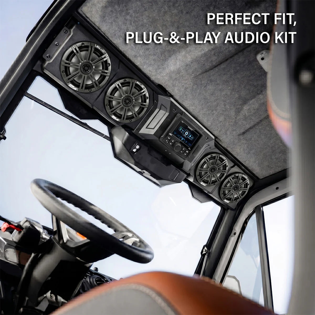 SSV Works 2018-2027 Can-Am Defender HD10 / 2026+ HD11 4-Speaker Overhead Sound Bar w/MRB4 and Kicker KM Speakers