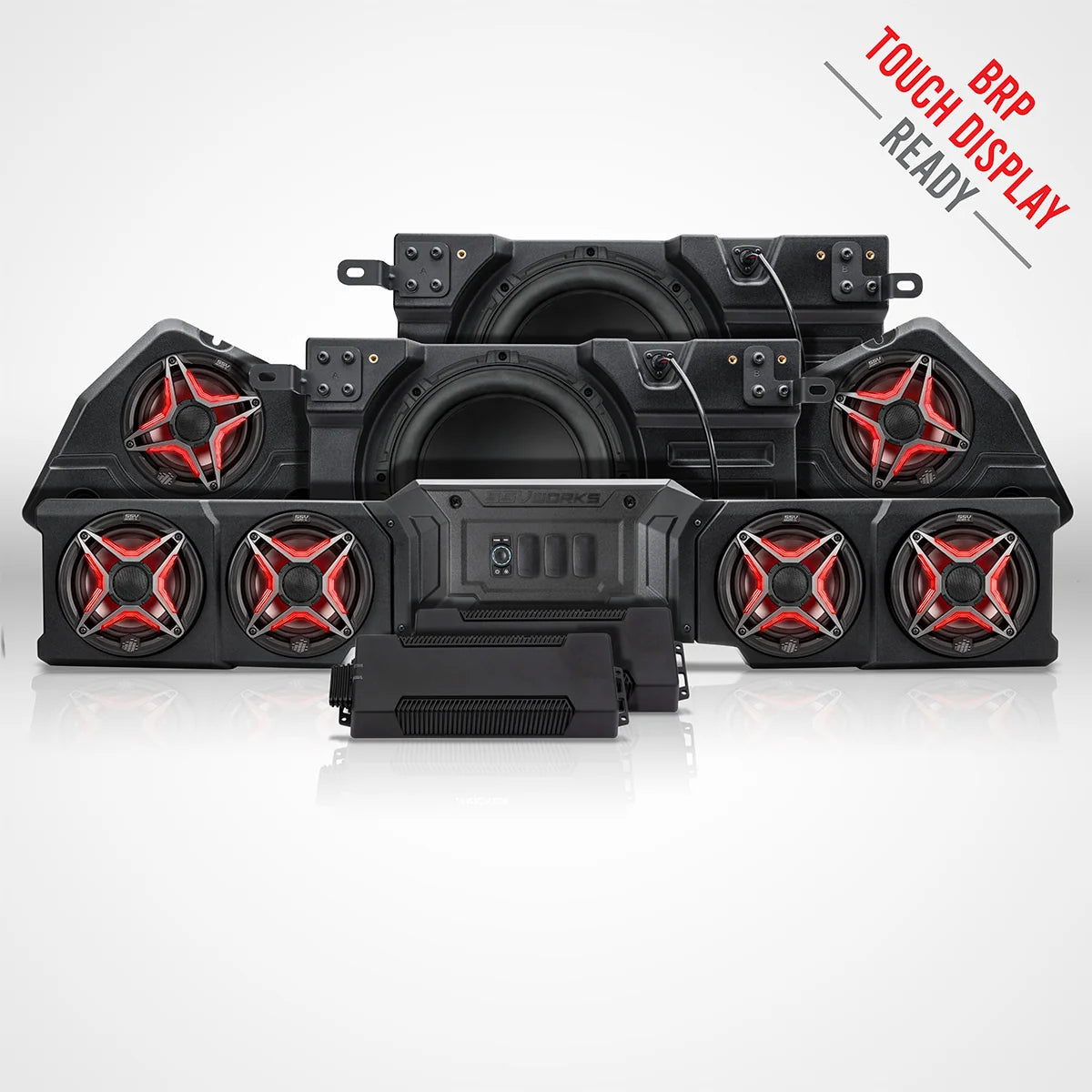 SSV Works 2026+ Can-Am Defender HD11 Phase-7 V-Spec 1650W 8-Speaker Audio Kit for BRP Touchscreen