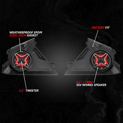 2024-2025 CAN-AM MAVERICK R, PHASE-4 V-SPEC 1650 WATT 5-SPEAKER STEREO SYSTEM