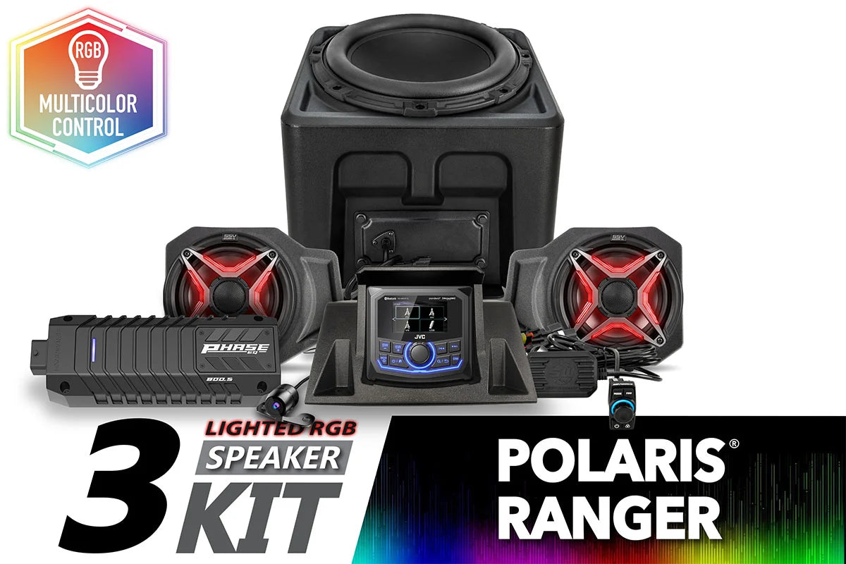 SSV Works 2018-2024 Polaris Ranger XP1000 V-Spec 3-Speaker Audio System w/JVC