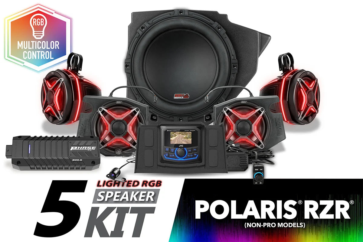 SSV Works 2014-2023 Polaris RZR A-Spec 5-Speaker Plug-&-Play Kit with JVC