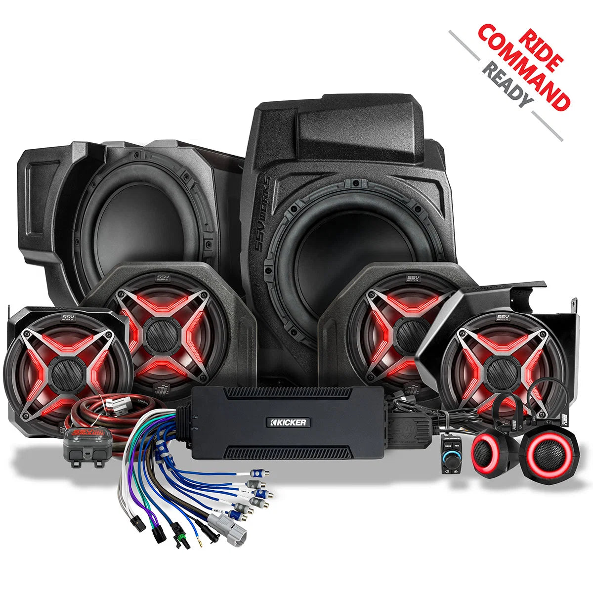 SSV Works 2025-2026 Polaris RZR Pro R / Pro S / Pro XP Phase-5 V-Spec 7-Speaker Plug-&-Play Kit for 7" Ride Command