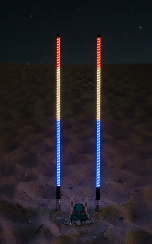 GAME CHANGER LED WHIP SET - RED, WHITE & BLUE EDITION