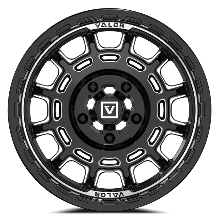 V17 UTV WHEEL GLOSS BLACK MILLED 15X8 +10MM 5X114.3