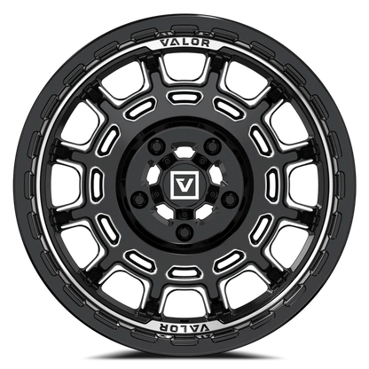V17 UTV WHEEL GLOSS BLACK MILLED 15X8 +10MM 5X114.3