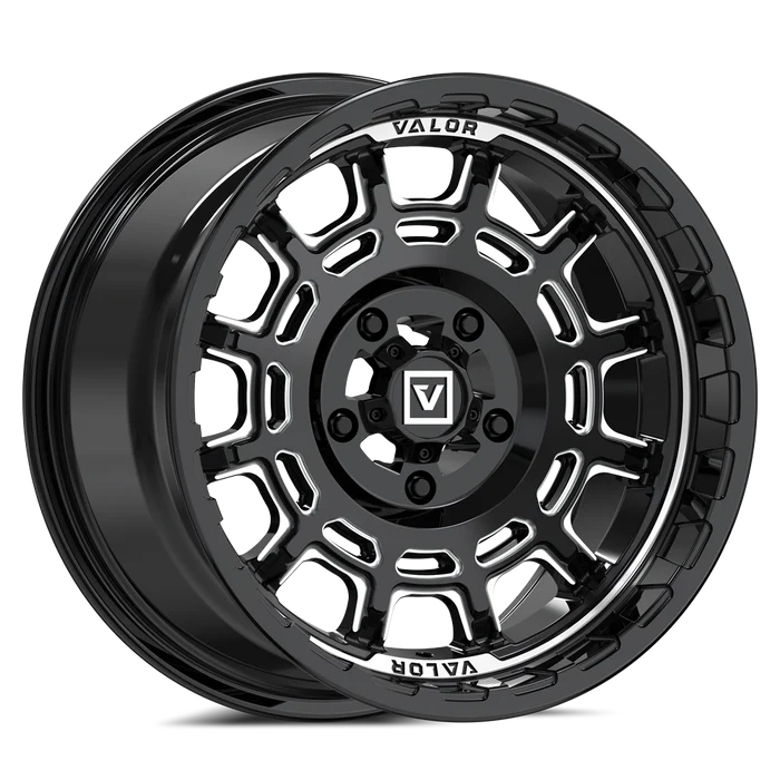 V17 UTV WHEEL GLOSS BLACK MILLED 15X8 +10MM 5X114.3