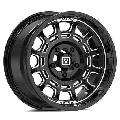 V17 UTV WHEEL GLOSS BLACK MILLED 15X8 +10MM 5X114.3