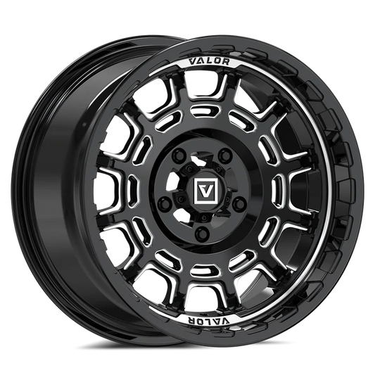 V17 UTV WHEEL GLOSS BLACK MILLED 15X8 +10MM 5X114.3