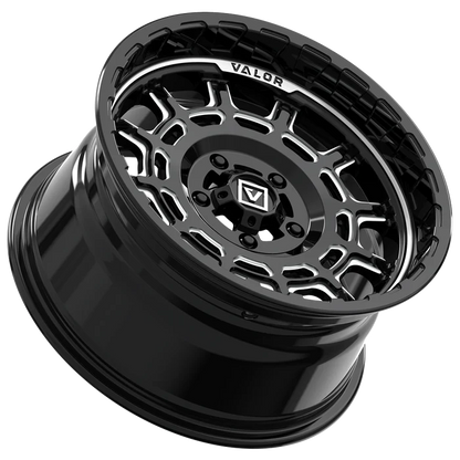 V17 UTV WHEEL GLOSS BLACK MILLED 15X8 +10MM 5X114.3