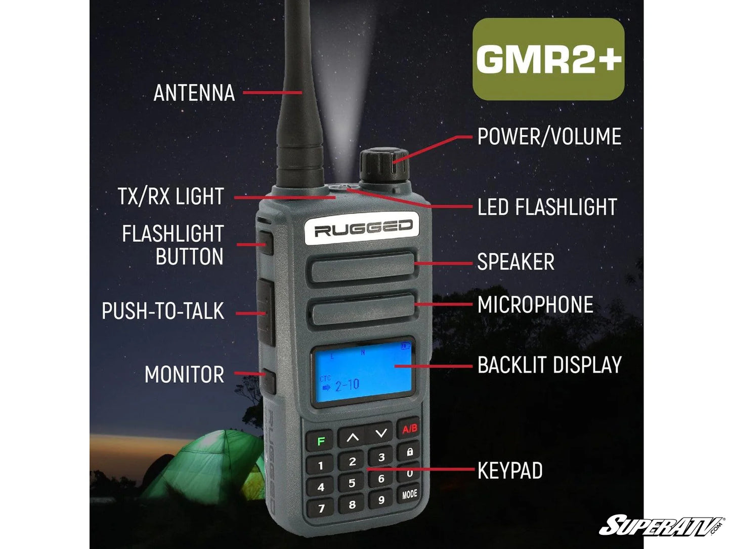 RUGGED RADIOS RUGGED GMR2 PLUS-GMRS AND FRS TWO-WAY HANDHELD RADIO